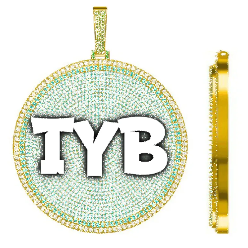 CUSTOM LETTER NECKLACE 3D BIG DISC sold by The GUU Shop