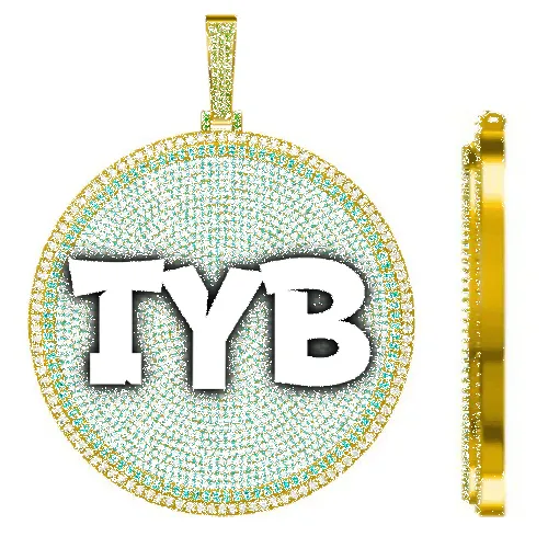 CUSTOM LETTER NECKLACE 3D BIG DISC sold by The GUU Shop