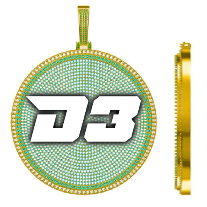 CUSTOM LETTER NECKLACE 3D BIG DISC sold by The GUU Shop