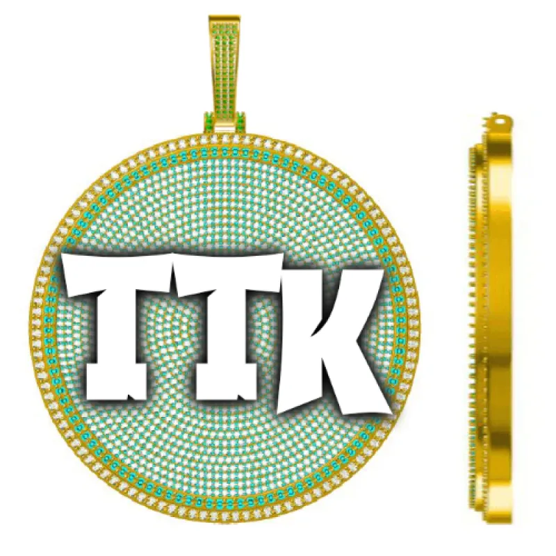 CUSTOM LETTER NECKLACE 3D BIG DISC sold by The GUU Shop