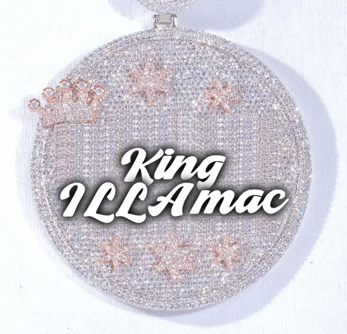 CUSTOM LETTER NECKLACE 3D BIG CROWN DISC sold by The GUU Shop