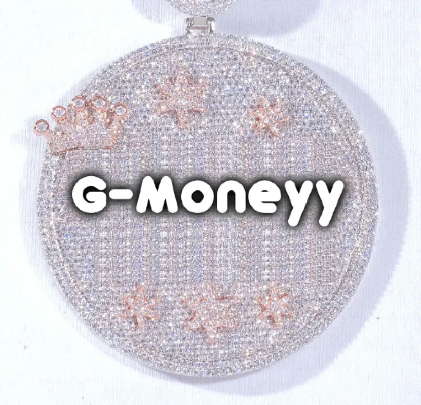 CUSTOM LETTER NECKLACE 3D BIG CROWN DISC sold by The GUU Shop