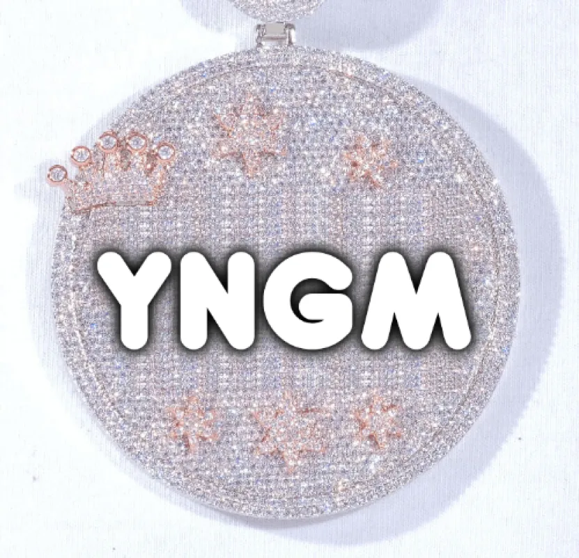 CUSTOM LETTER NECKLACE 3D BIG CROWN DISC made by The GUU Shop