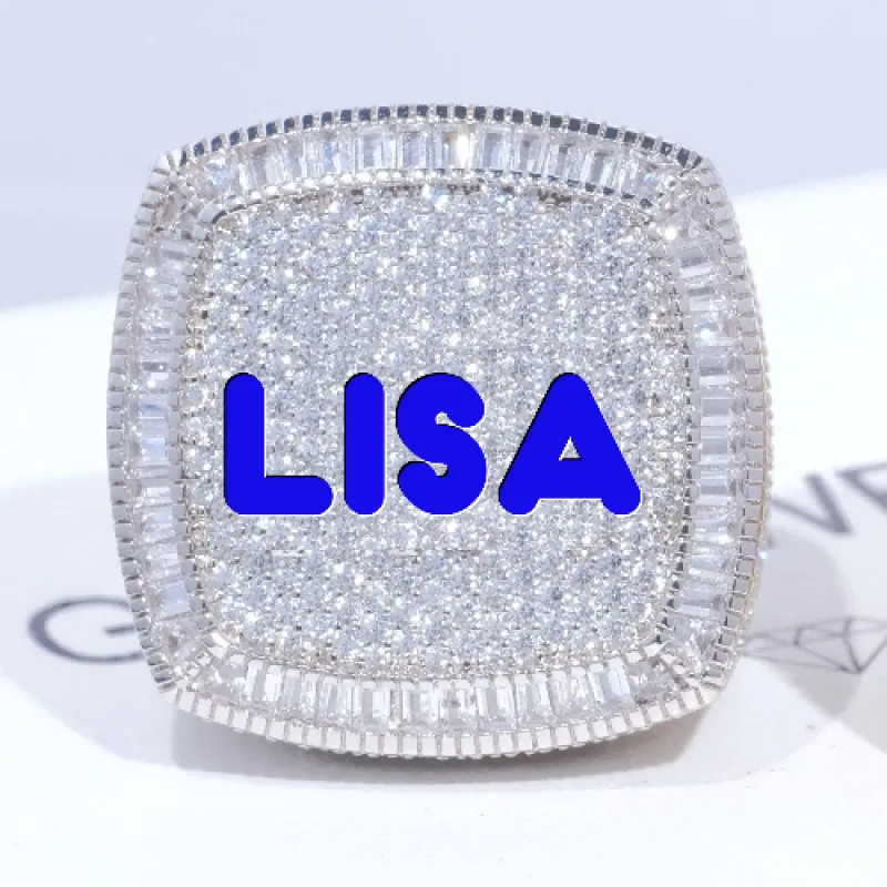 CUSTOM LETTER 3D ICED RING sold by The GUU Shop