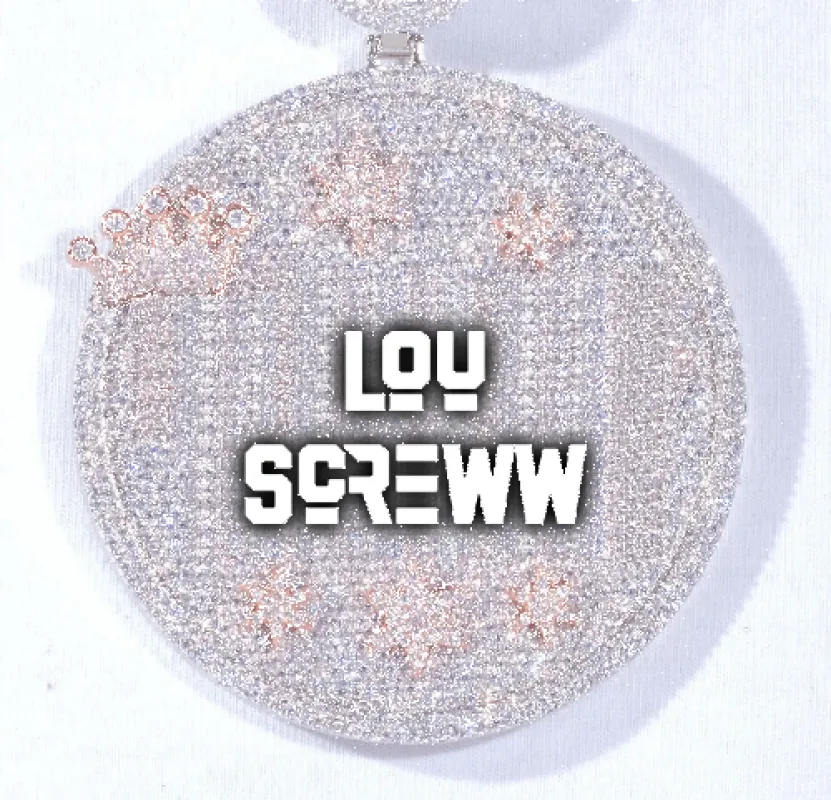 CUSTOM LETTER NECKLACE 3D BIG CROWN DISC sold by The GUU Shop