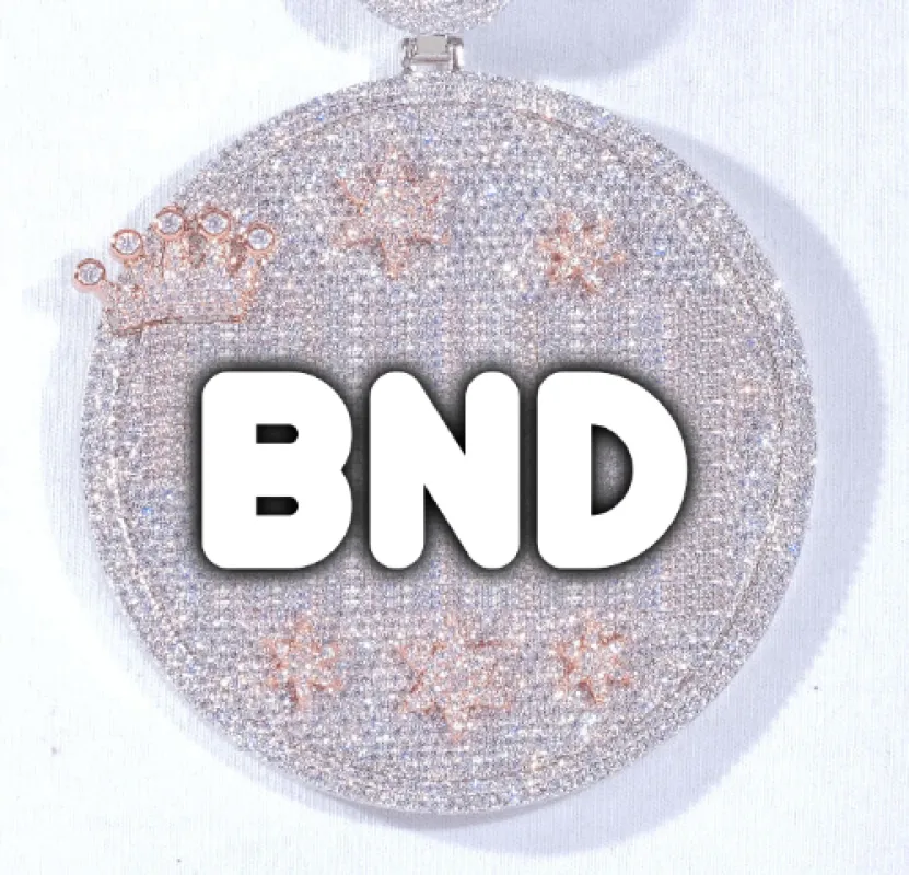 CUSTOM LETTER NECKLACE 3D BIG CROWN DISC sold by The GUU Shop