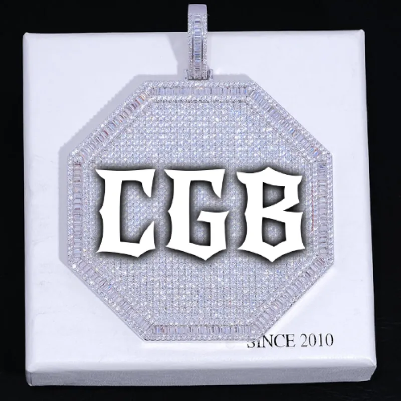 CUSTOM LETTER NECKLACE 3D BIG OCTAGON sold by The GUU Shop