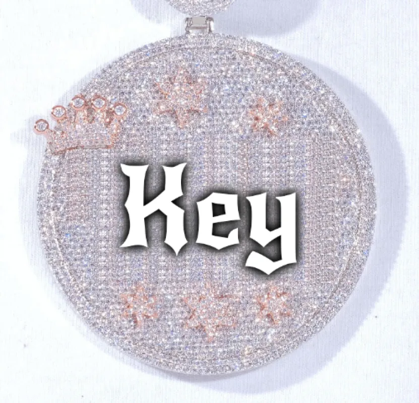 CUSTOM LETTER NECKLACE 3D BIG CROWN DISC sold by The GUU Shop