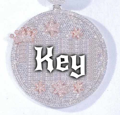 CUSTOM LETTER NECKLACE 3D BIG CROWN DISC sold by The GUU Shop