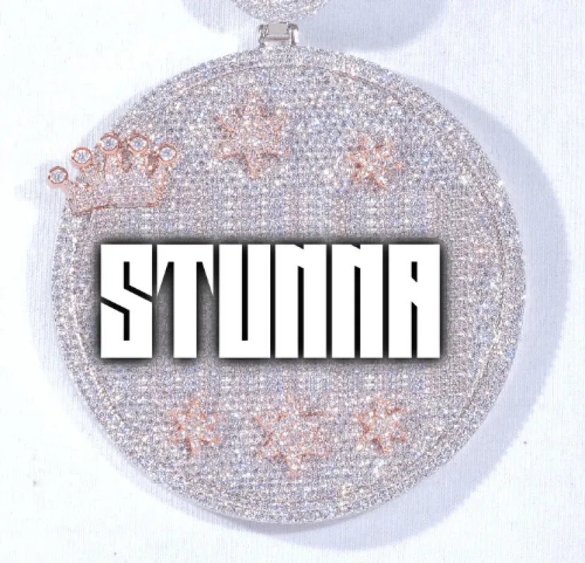 CUSTOM LETTER NECKLACE 3D BIG CROWN DISC sold by The GUU Shop