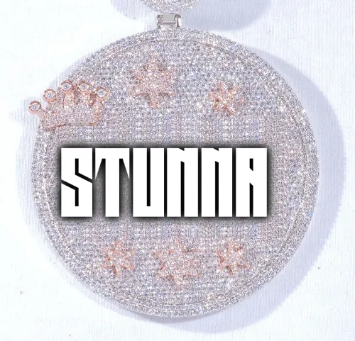 CUSTOM LETTER NECKLACE 3D BIG CROWN DISC sold by The GUU Shop