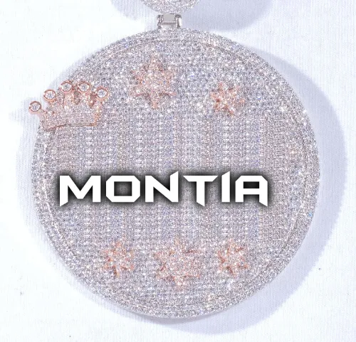 CUSTOM LETTER NECKLACE 3D BIG CROWN DISC sold by The GUU Shop