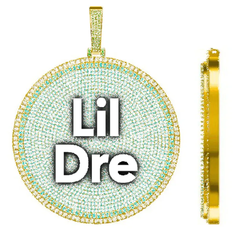 CUSTOM LETTER NECKLACE 3D BIG DISC sold by The GUU Shop