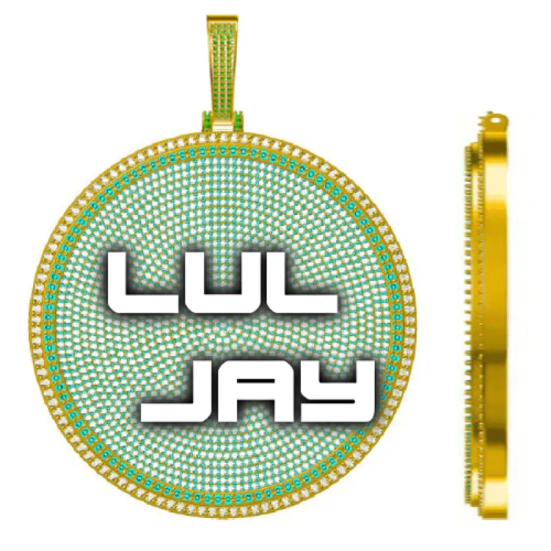 CUSTOM LETTER NECKLACE 3D BIG DISC sold by The GUU Shop