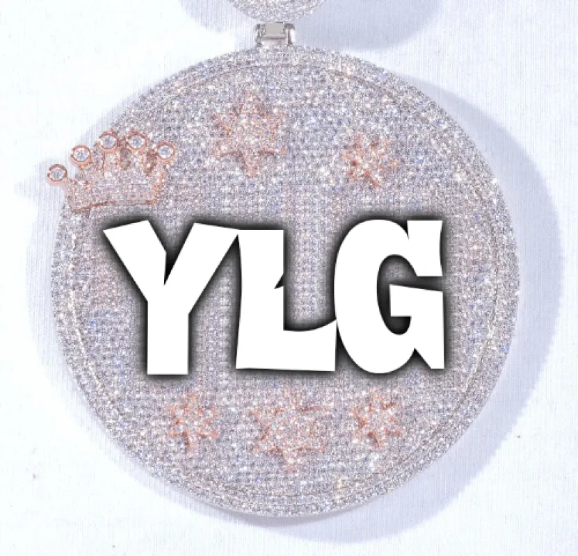 CUSTOM LETTER NECKLACE 3D BIG CROWN DISC sold by The GUU Shop