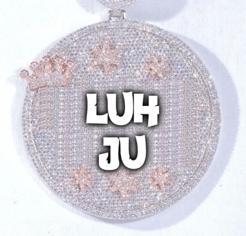 CUSTOM LETTER NECKLACE 3D BIG CROWN DISC sold by The GUU Shop