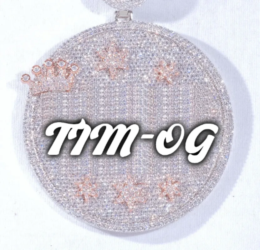 CUSTOM LETTER NECKLACE 3D BIG CROWN DISC sold by The GUU Shop