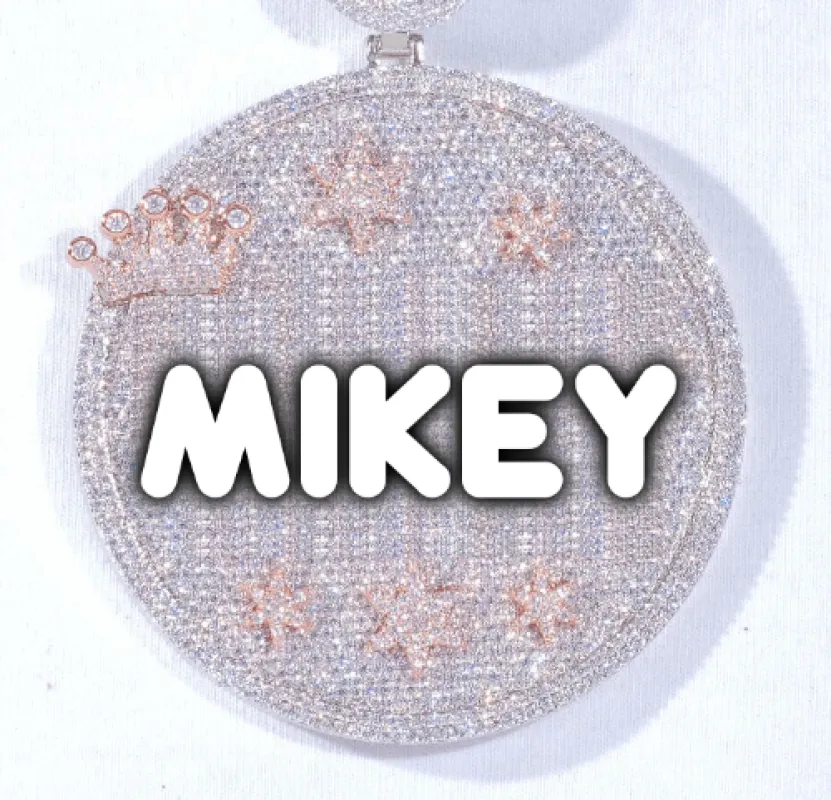 CUSTOM LETTER NECKLACE 3D BIG CROWN DISC sold by The GUU Shop