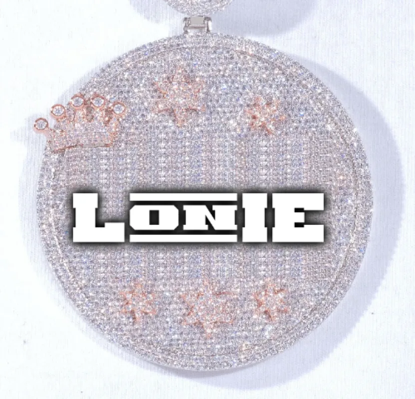 CUSTOM LETTER NECKLACE 3D BIG CROWN DISC sold by The GUU Shop