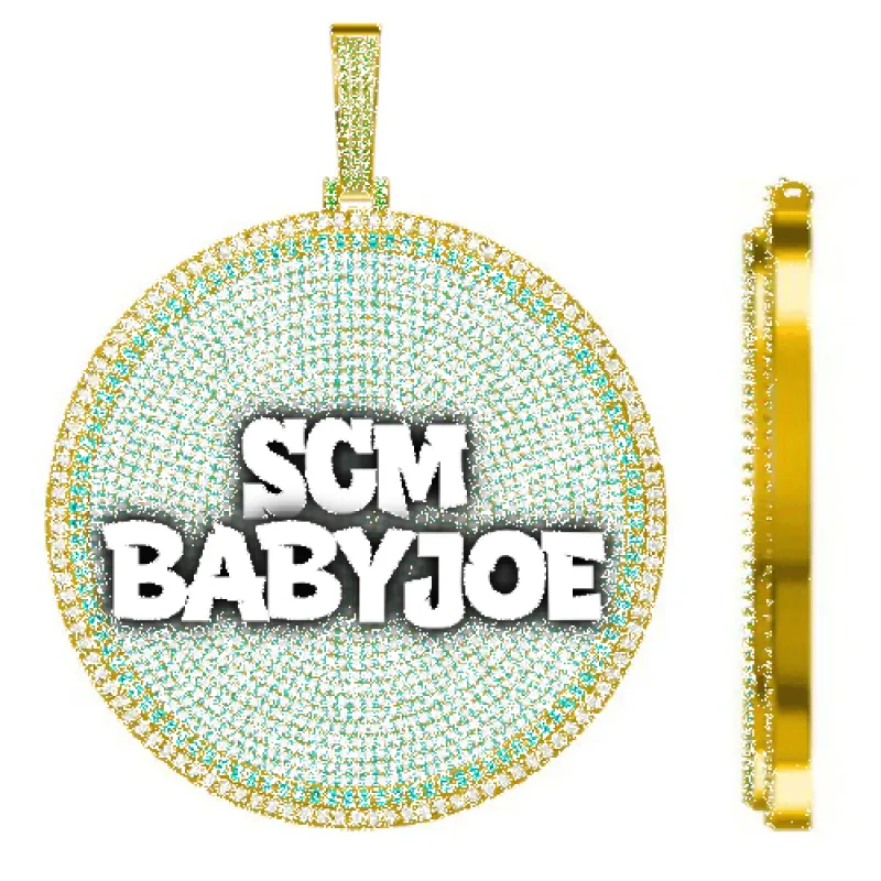 CUSTOM LETTER NECKLACE 3D BIG DISC sold by The GUU Shop