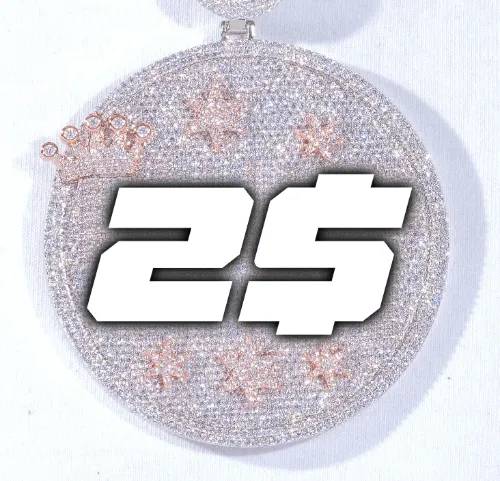 CUSTOM LETTER NECKLACE 3D BIG CROWN DISC sold by The GUU Shop