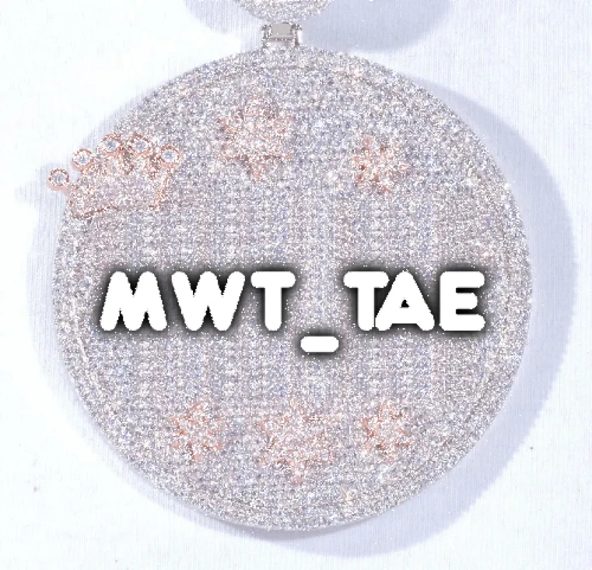 CUSTOM LETTER NECKLACE 3D BIG CROWN DISC sold by The GUU Shop