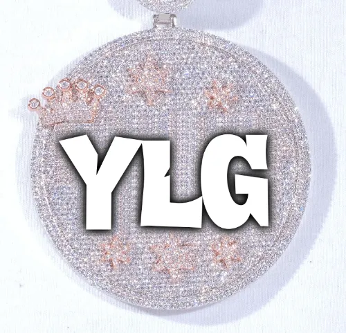 CUSTOM LETTER NECKLACE 3D BIG CROWN DISC sold by The GUU Shop