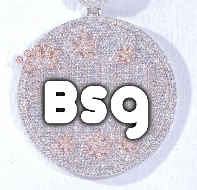 CUSTOM LETTER NECKLACE 3D BIG CROWN DISC sold by The GUU Shop