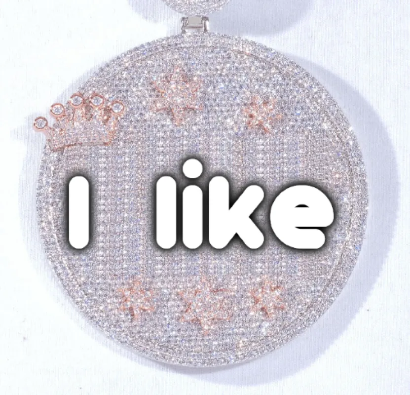 CUSTOM LETTER NECKLACE 3D BIG CROWN DISC sold by The GUU Shop