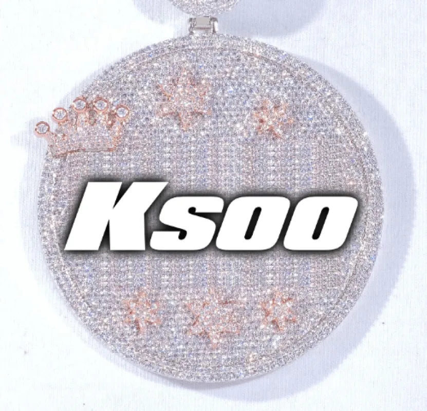 CUSTOM LETTER NECKLACE 3D BIG CROWN DISC sold by The GUU Shop