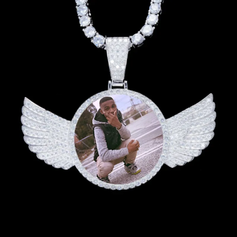 925S & VVS Moissanite 3D Wing Custom Picture Pendant sold by The GUU Shop