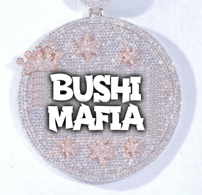 CUSTOM LETTER NECKLACE 3D BIG CROWN DISC sold by The GUU Shop