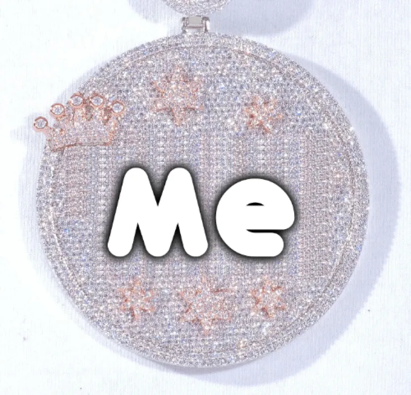 CUSTOM LETTER NECKLACE 3D BIG CROWN DISC sold by The GUU Shop
