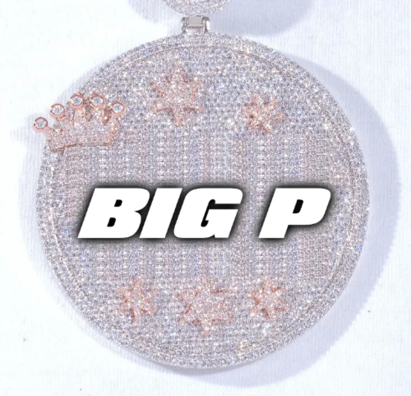 CUSTOM LETTER NECKLACE 3D BIG CROWN DISC sold by The GUU Shop