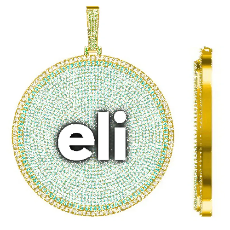 CUSTOM LETTER NECKLACE 3D BIG DISC sold by The GUU Shop