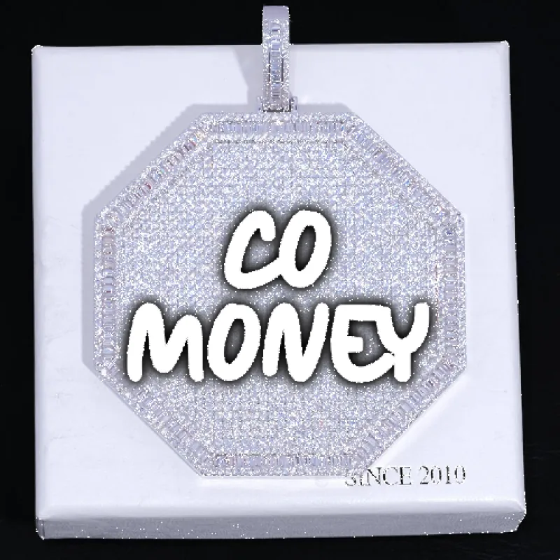 CUSTOM LETTER NECKLACE 3D BIG OCTAGON sold by The GUU Shop