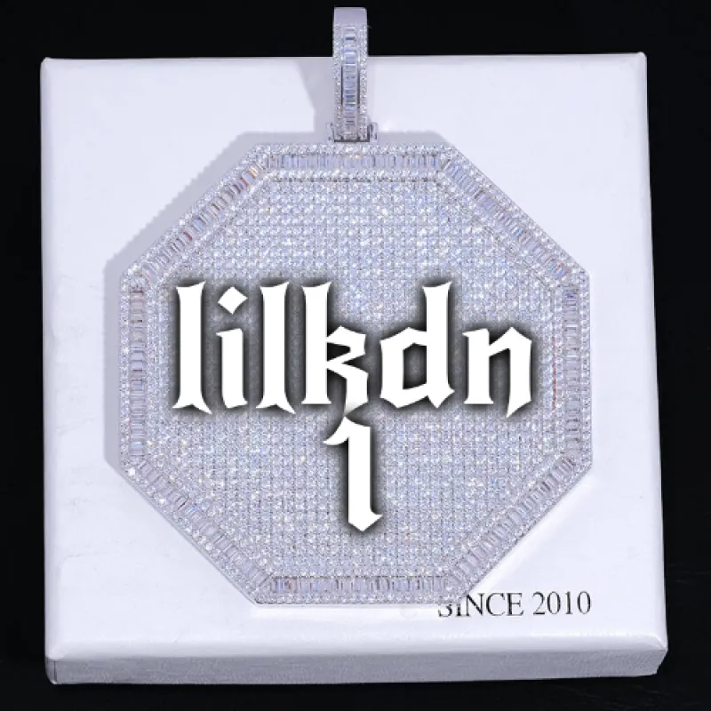 CUSTOM LETTER NECKLACE 3D BIG OCTAGON sold by The GUU Shop