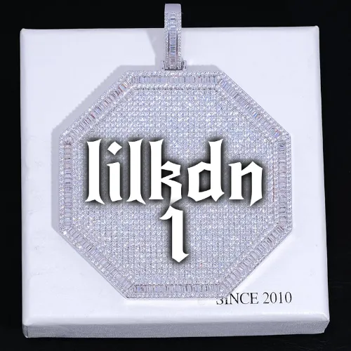 CUSTOM LETTER NECKLACE 3D BIG OCTAGON sold by The GUU Shop