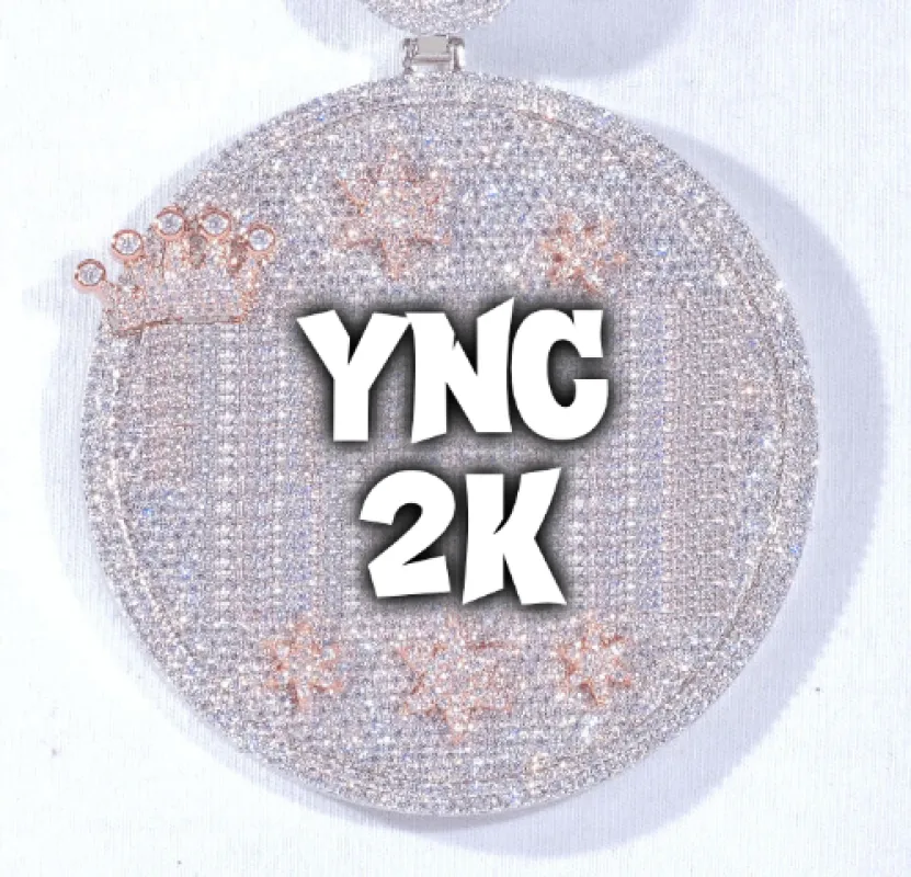 CUSTOM LETTER NECKLACE 3D BIG CROWN DISC sold by The GUU Shop