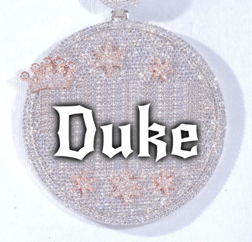 CUSTOM LETTER NECKLACE 3D BIG CROWN DISC sold by The GUU Shop
