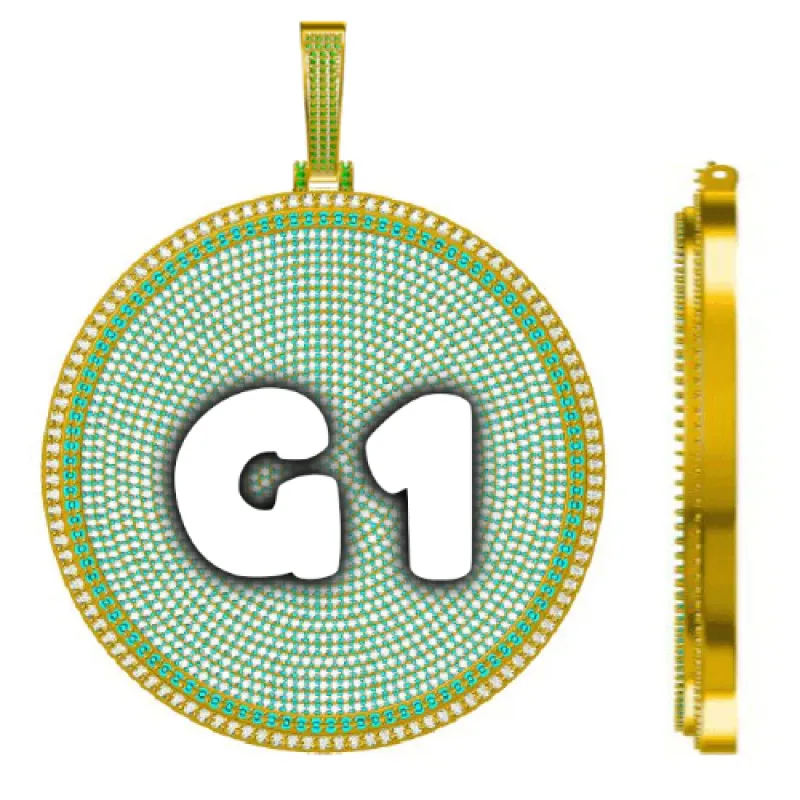 CUSTOM LETTER NECKLACE 3D BIG DISC sold by The GUU Shop