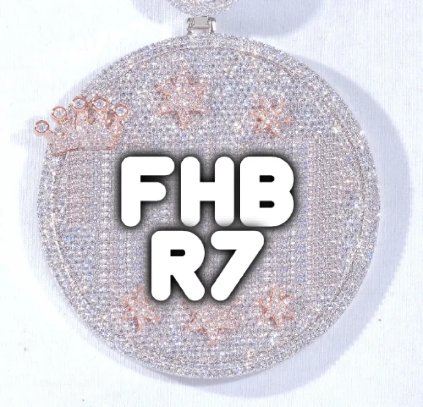 CUSTOM LETTER NECKLACE 3D BIG CROWN DISC sold by The GUU Shop