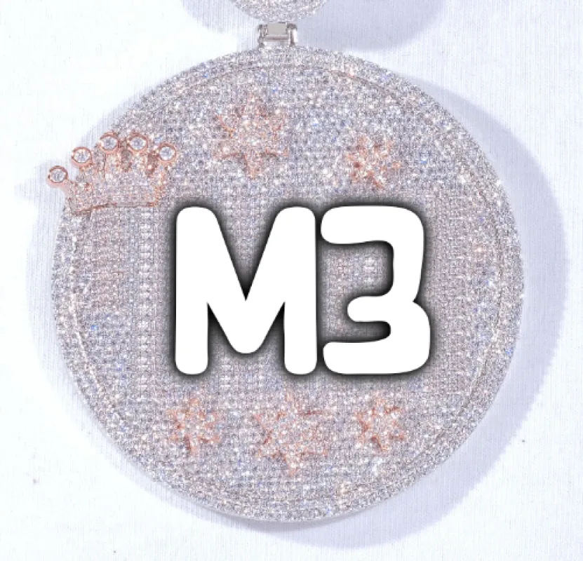 CUSTOM LETTER NECKLACE 3D BIG CROWN DISC sold by The GUU Shop