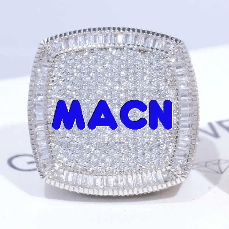 CUSTOM LETTER 3D ICED RING sold by The GUU Shop