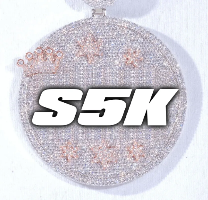 CUSTOM LETTER NECKLACE 3D BIG CROWN DISC sold by The GUU Shop