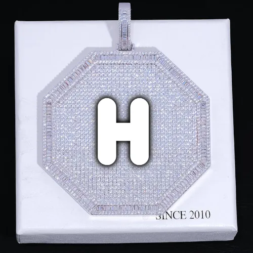 CUSTOM LETTER NECKLACE 3D BIG OCTAGON sold by The GUU Shop