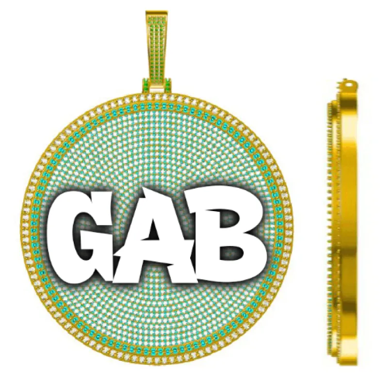 CUSTOM LETTER NECKLACE 3D BIG DISC sold by The GUU Shop