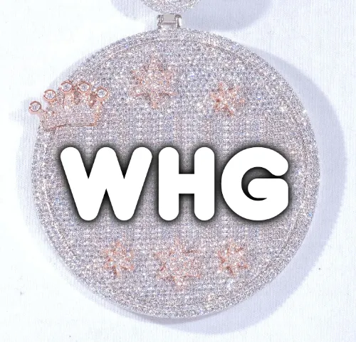 CUSTOM LETTER NECKLACE 3D BIG CROWN DISC sold by The GUU Shop