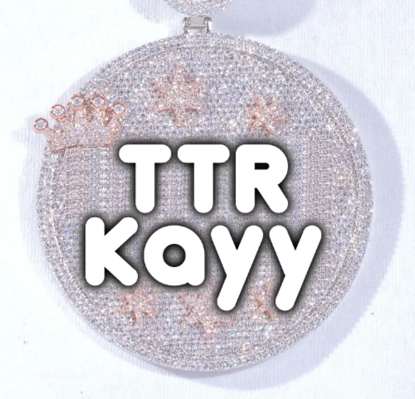 CUSTOM LETTER NECKLACE 3D BIG CROWN DISC sold by The GUU Shop