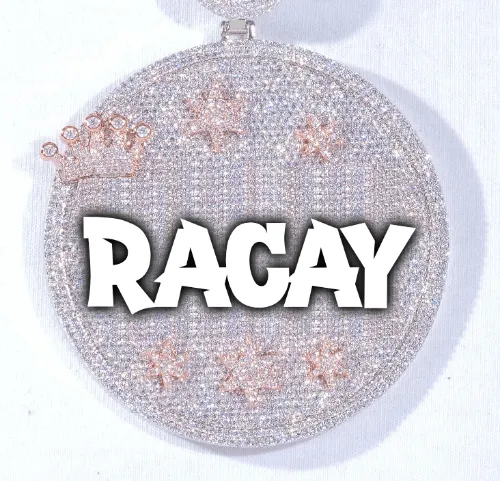 CUSTOM LETTER NECKLACE 3D BIG CROWN DISC sold by The GUU Shop